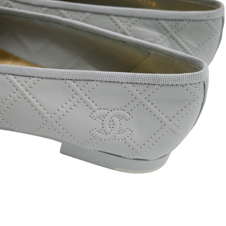 Light Gray CC Quilted Cap Toe Ballet Flats