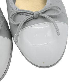 CHANEL | Light Gray CC Quilted Cap Toe Ballet Flats