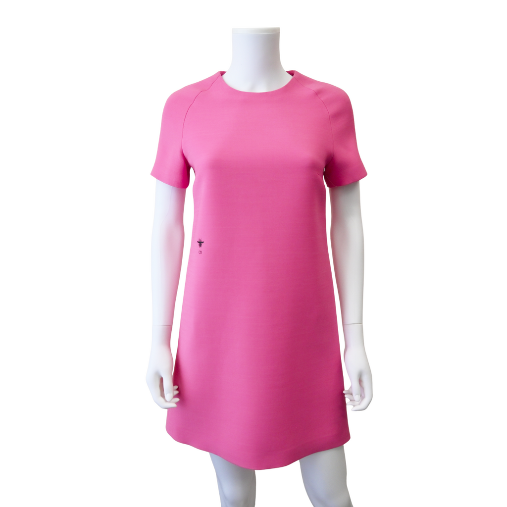 wool shift dress Reiss Shirt-Style With in Green Pink Wool-Blend Shift Dress