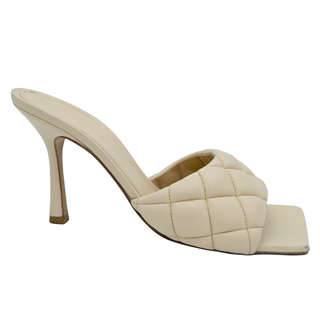 BOTTEGA VENETA | Ivory Intrecciato Padded Leather Heeled Mules