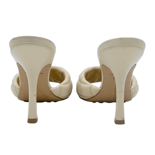 BOTTEGA VENETA | Ivory Intrecciato Padded Leather Heeled Mules