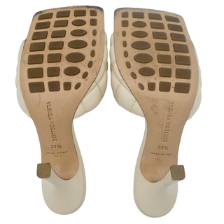 BOTTEGA VENETA | Ivory Intrecciato Padded Leather Heeled Mules