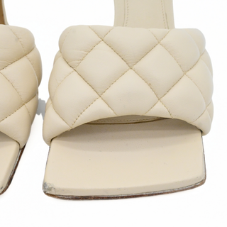 BOTTEGA VENETA | Ivory Intrecciato Padded Leather Heeled Mules
