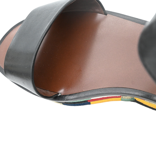 Camilla Black Leather Colorblock Platform Sandals