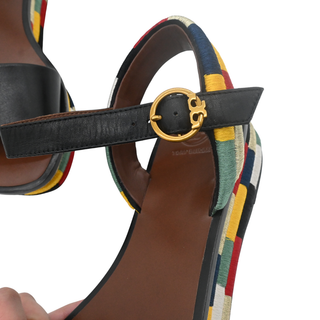Camilla Black Leather Colorblock Platform Sandals