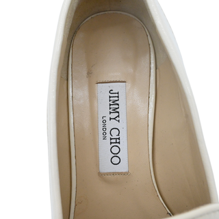 JIMMY CHOO | Deanna Ivory Patent Leather Crystal Trim Lug Sole Loafers