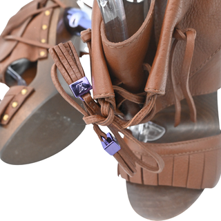 Brown Leather Fringe Platform Clog Heels