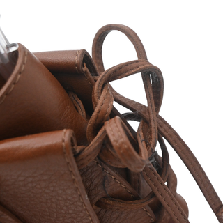 Brown Leather Fringe Platform Clog Heels