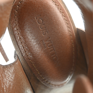 Brown Leather Fringe Platform Clog Heels