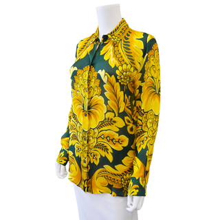 Flower-Bee Motif Silk Blouse