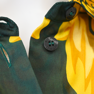 Flower-Bee Motif Silk Blouse