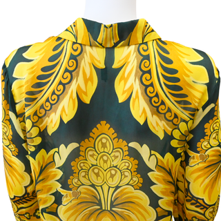Flower-Bee Motif Silk Blouse