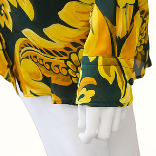 Flower-Bee Motif Silk Blouse