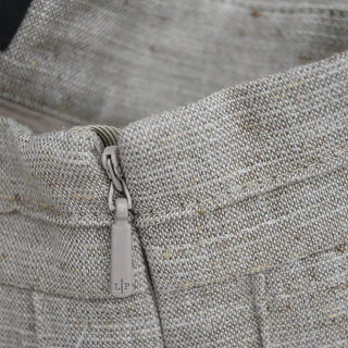 Beige Pleated Woven Midi Skirt