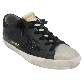 Super-Star Black Python Embossed Glitter Star Sneakers