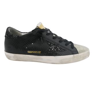 Super-Star Black Python Embossed Glitter Star Sneakers