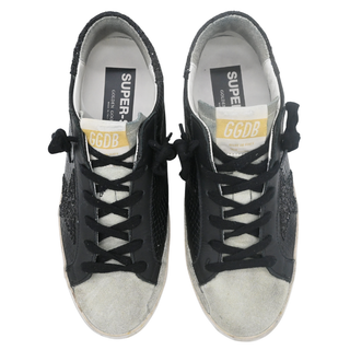Super-Star Black Python Embossed Glitter Star Sneakers
