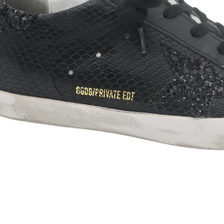 Super-Star Black Python Embossed Glitter Star Sneakers