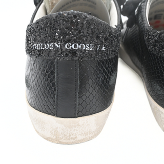 Super-Star Black Python Embossed Glitter Star Sneakers