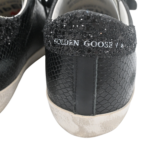 Super-Star Black Python Embossed Glitter Star Sneakers
