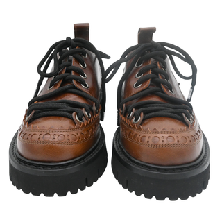 MOSCHINO | Tan Lace-Up Leather Platform Derby Loafers