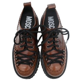 MOSCHINO | Tan Lace-Up Leather Platform Derby Loafers