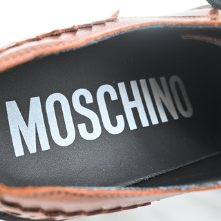 MOSCHINO | Tan Lace-Up Leather Platform Derby Loafers