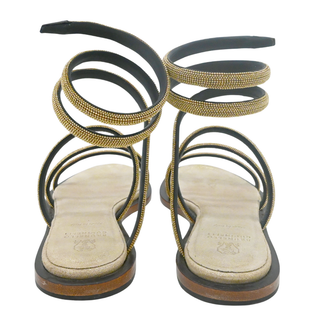 Monili Beaded Wrap-Around Flat Sandals