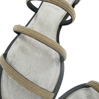 Monili Beaded Wrap-Around Flat Sandals