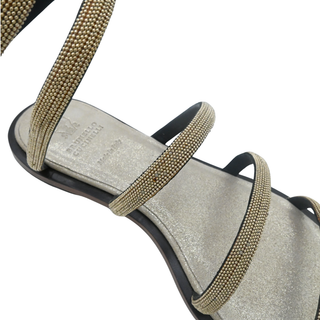 Monili Beaded Wrap-Around Flat Sandals