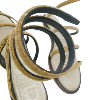 Monili Beaded Wrap-Around Flat Sandals