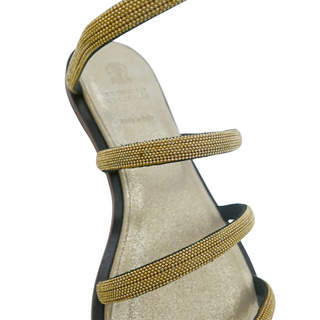 Monili Beaded Wrap-Around Flat Sandals