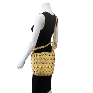 Buttermilk Yellow Woven Chain Link Convertible Bucket Bag