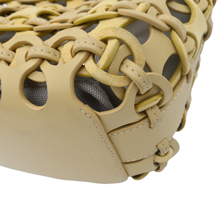Buttermilk Yellow Woven Chain Link Convertible Bucket Bag