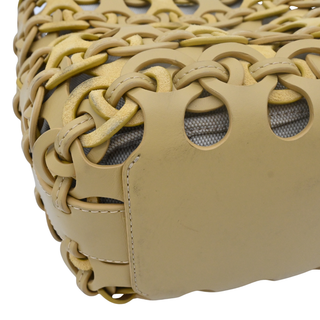 Buttermilk Yellow Woven Chain Link Convertible Bucket Bag