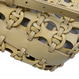 Buttermilk Yellow Woven Chain Link Convertible Bucket Bag