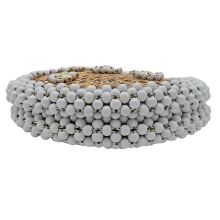 Alida Beaded Wicker Top Handle Bag