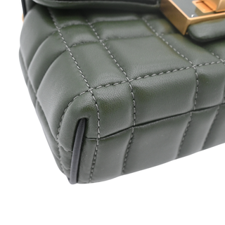 Evelyn Bonsai Tre Olive Green Quilted Mini Top Handle Bag