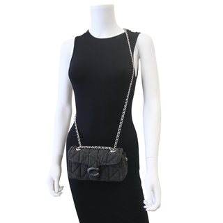 Tabby 20 Black Quilted Denim Mini Bag