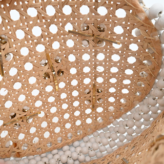 Alida Beaded Wicker Top Handle Bag