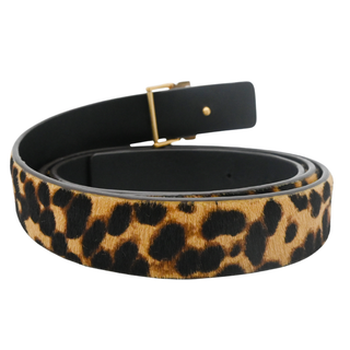 Miller Leopard Pony Hair Logo Belt