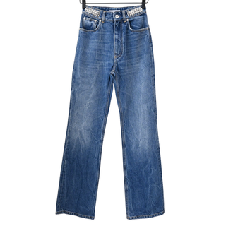 Metal Disc Embellished Flared Jeans