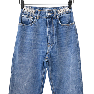 Metal Disc Embellished Flared Jeans