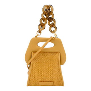 Yellow Raffia Bios Tote Crossbody Bag