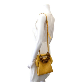 THEMOIRE | Yellow Raffia Bios Tote Crossbody Bag