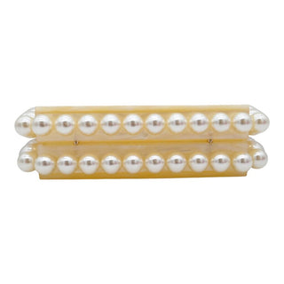 CULT GAIA | Ivory Marbled Acrylic Faux-Pearl Box Clutch