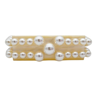 CULT GAIA | Ivory Marbled Acrylic Faux-Pearl Box Clutch