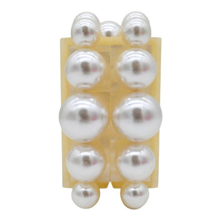 CULT GAIA | Ivory Marbled Acrylic Faux-Pearl Box Clutch