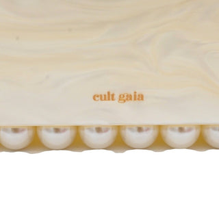 CULT GAIA | Ivory Marbled Acrylic Faux-Pearl Box Clutch