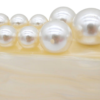 CULT GAIA | Ivory Marbled Acrylic Faux-Pearl Box Clutch